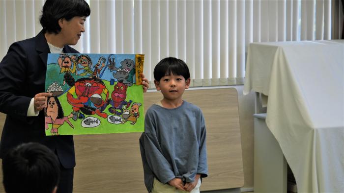 読書感想画の部　最優秀賞　長澤怜志郎さん（五百川小１年）